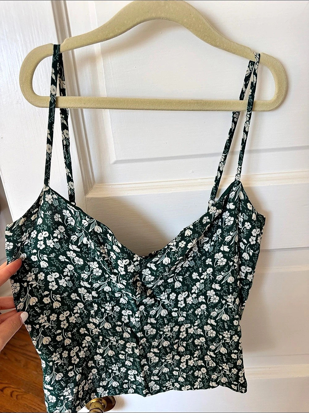 Reformation Floral Camisole in Green & White